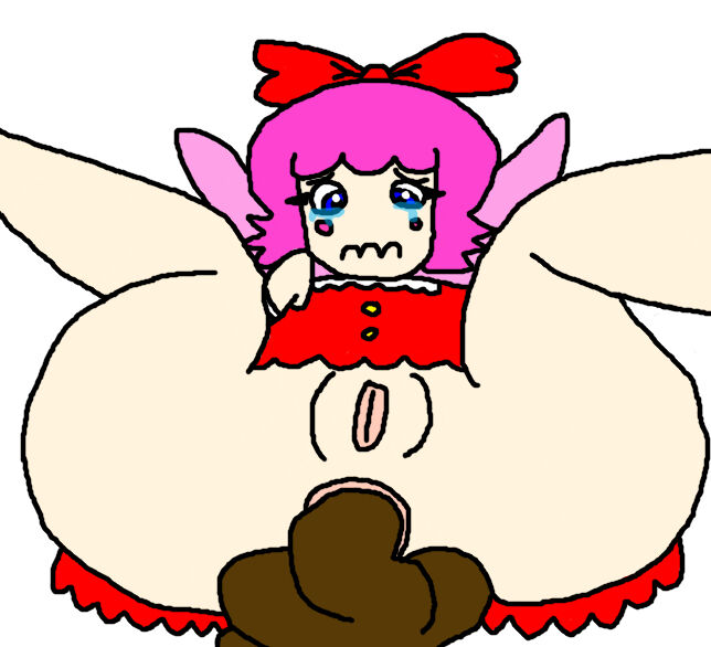 Ribbon is crying because she made a turd cover