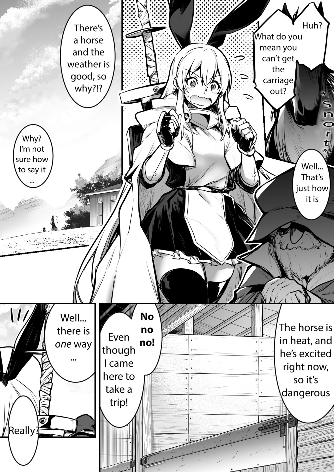 Adventure-chan helps the lustful horse cum so he'll carry her away cover