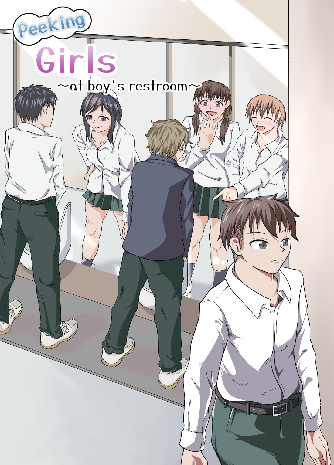Peeking girls at boy's restrooms cover