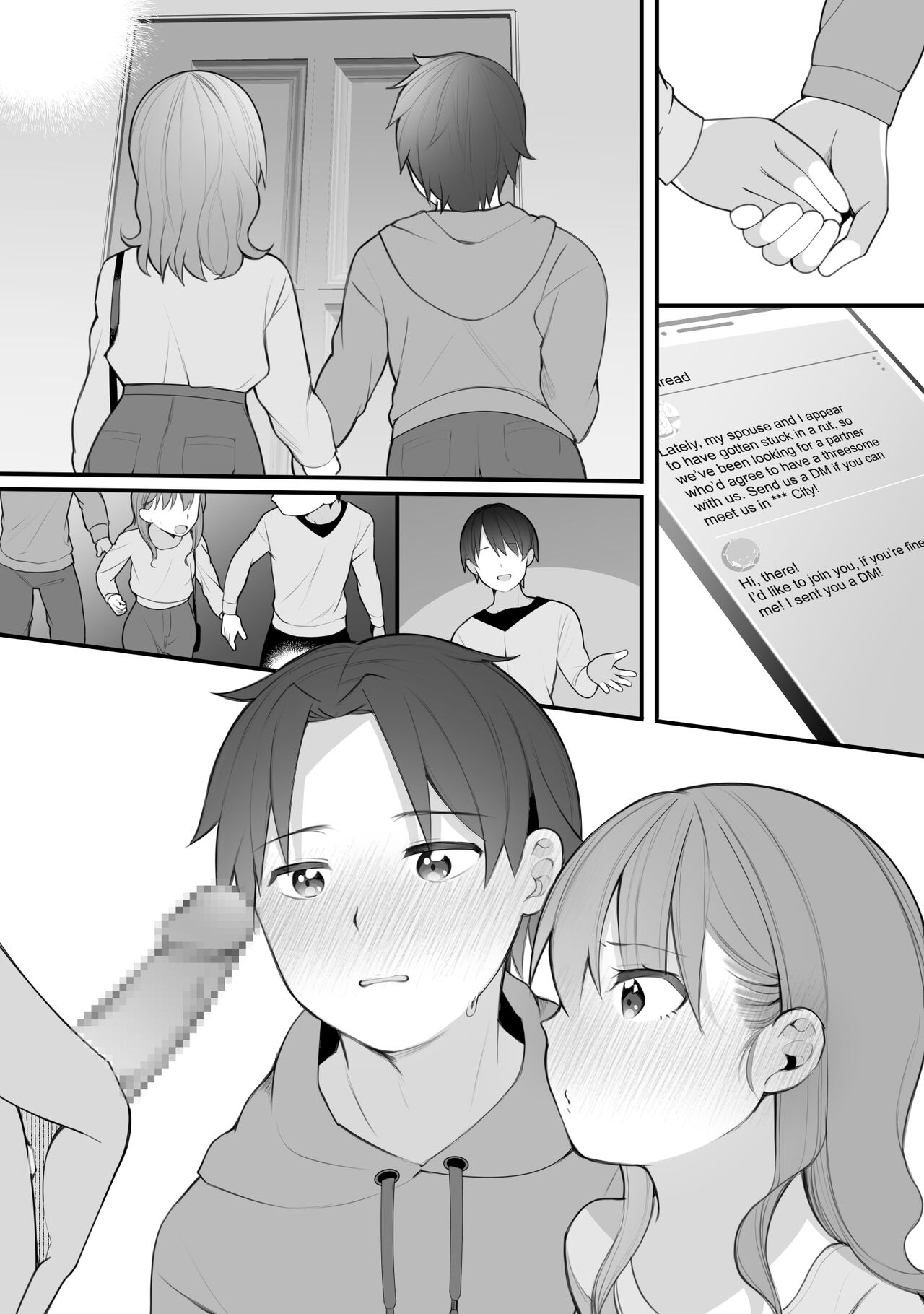 A stagnant couple banged by a boy with a pretty face and huge dick cover