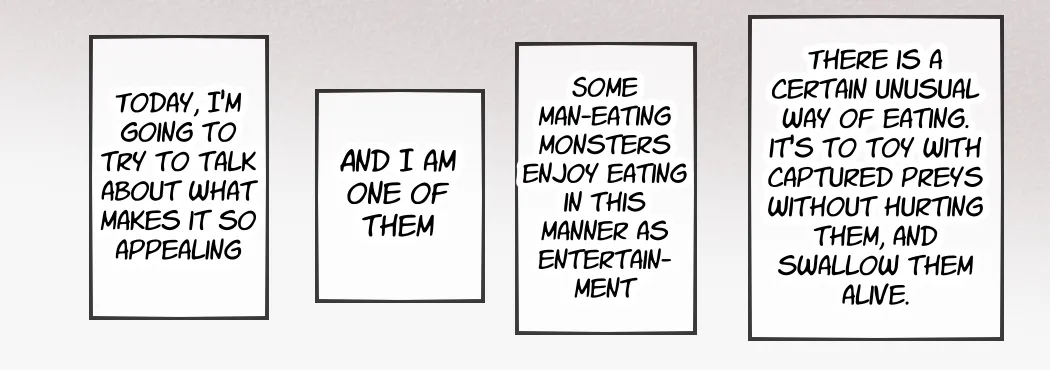 A giant fox girl swallows humans whole while reviewing food in a vore manga cover