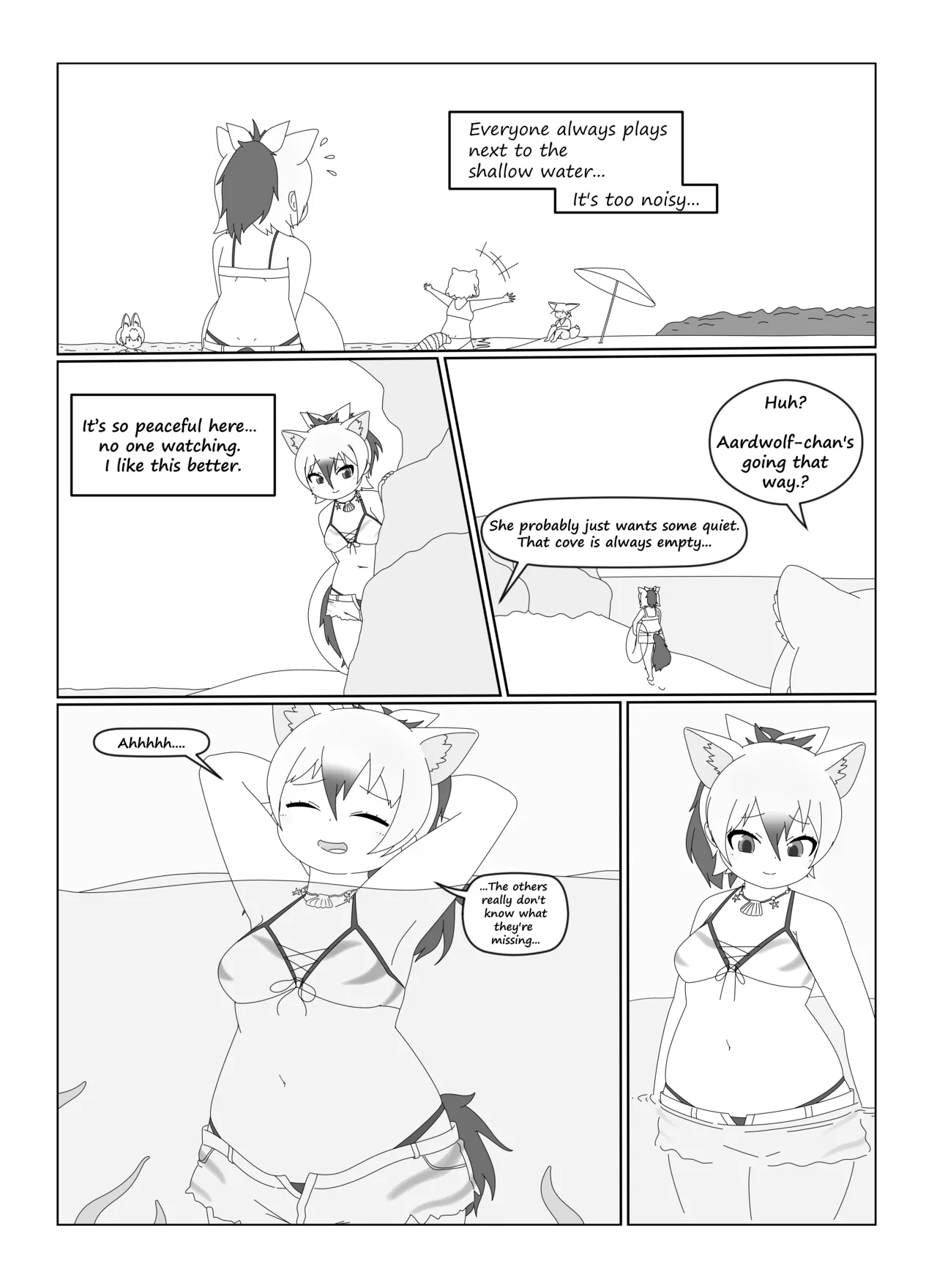 Aardwolf-chan Encounters an Underwater Tentacle Cerulean in a Secluded Cove+ cover
