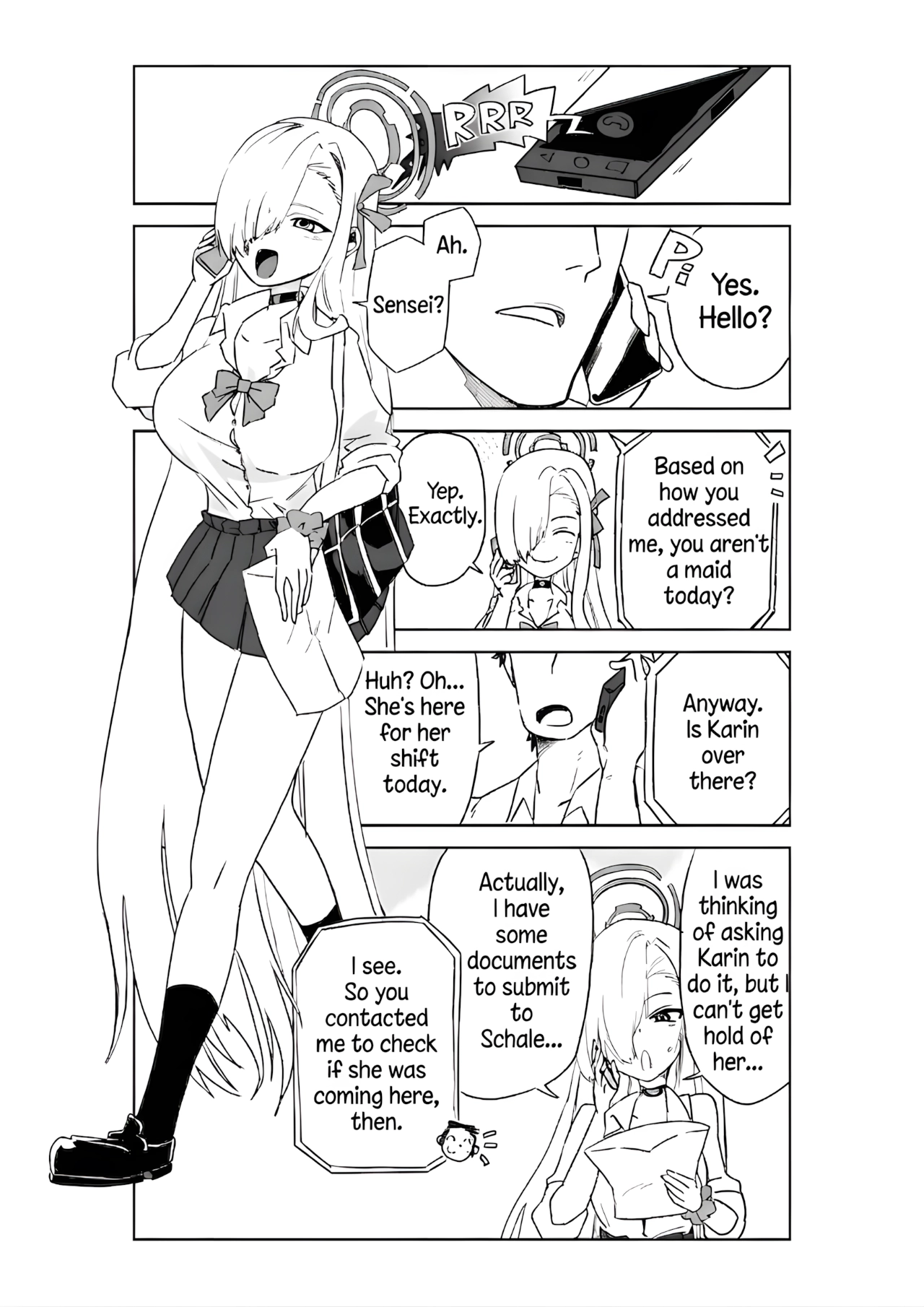 Karin Assisting Sensei and Asuna Delivering a Forgotten Item cover