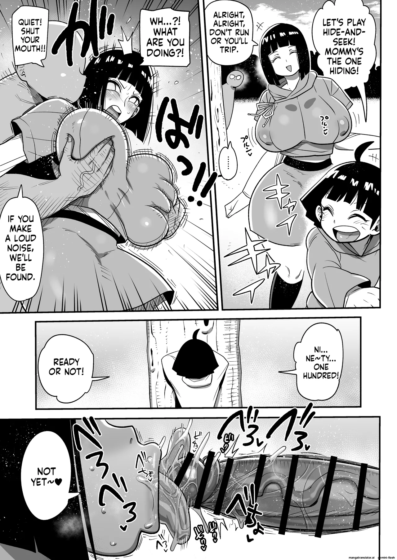 Hinata and Himawari are playing hide-and-seek with a gentleman cover