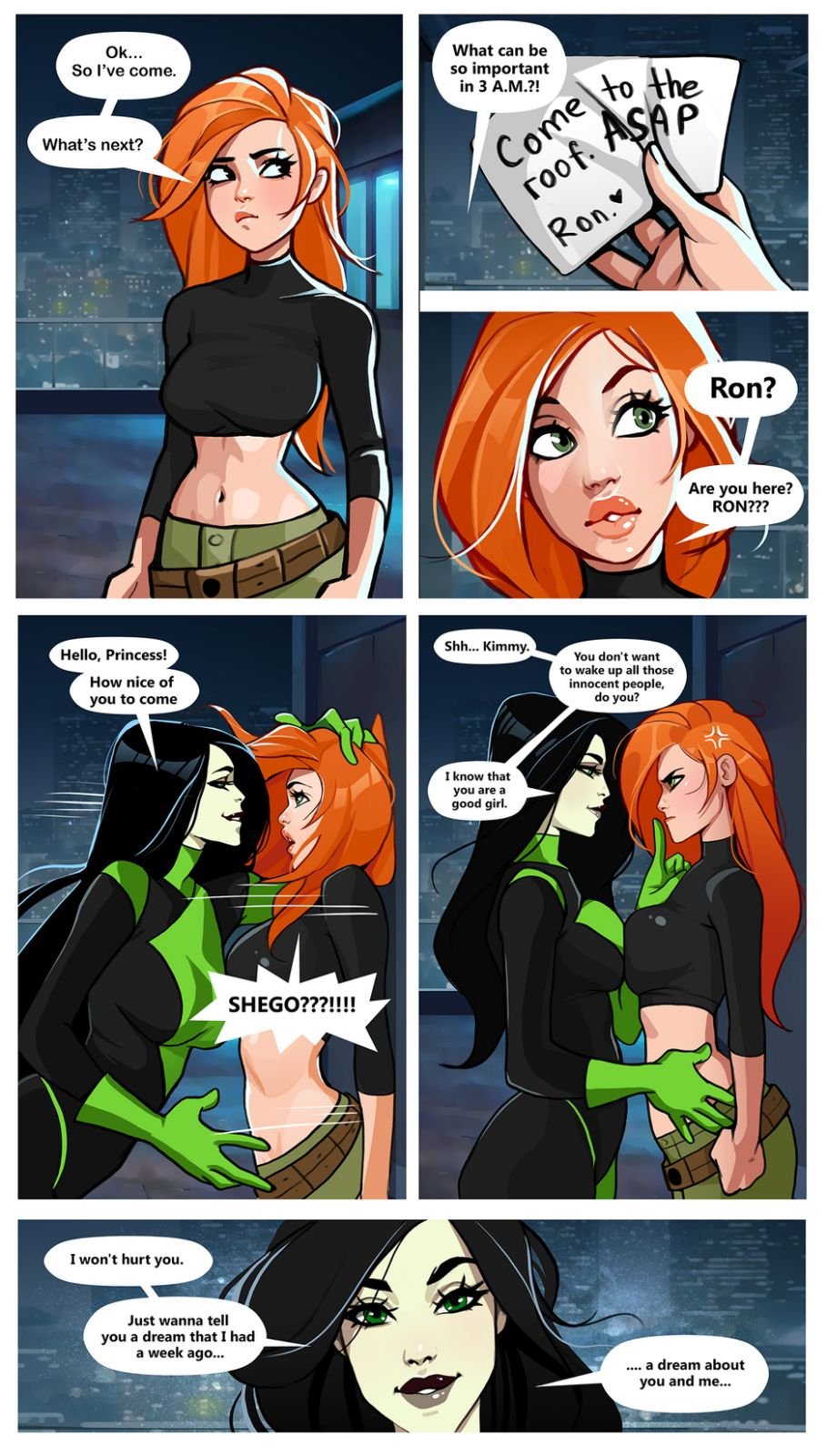 Kim and Shego: Date on the roof cover
