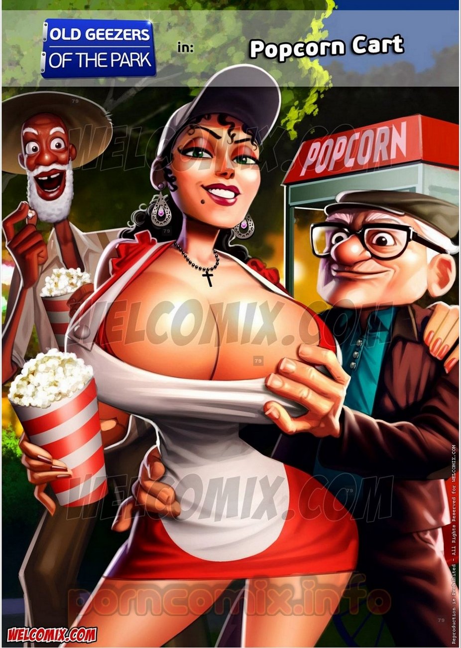 Old geezers in the park 2- popcorn cart cover