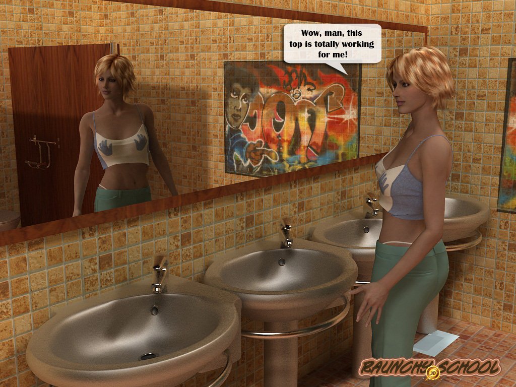 Girls caught using a giant sex toy in the bathroom cover
