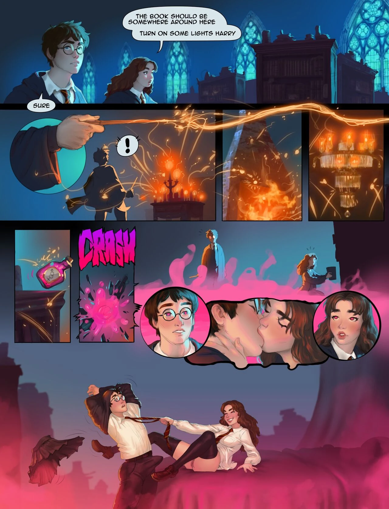 Harry and Hermione in the Room of Requirements cover