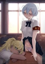 Using her friend’s desk cover