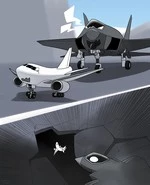 Hungry Fighter Jet and Kind Airliner cover